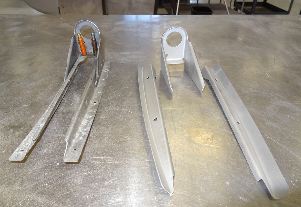 Support angle in fabrication process, original on left and fabrication on right